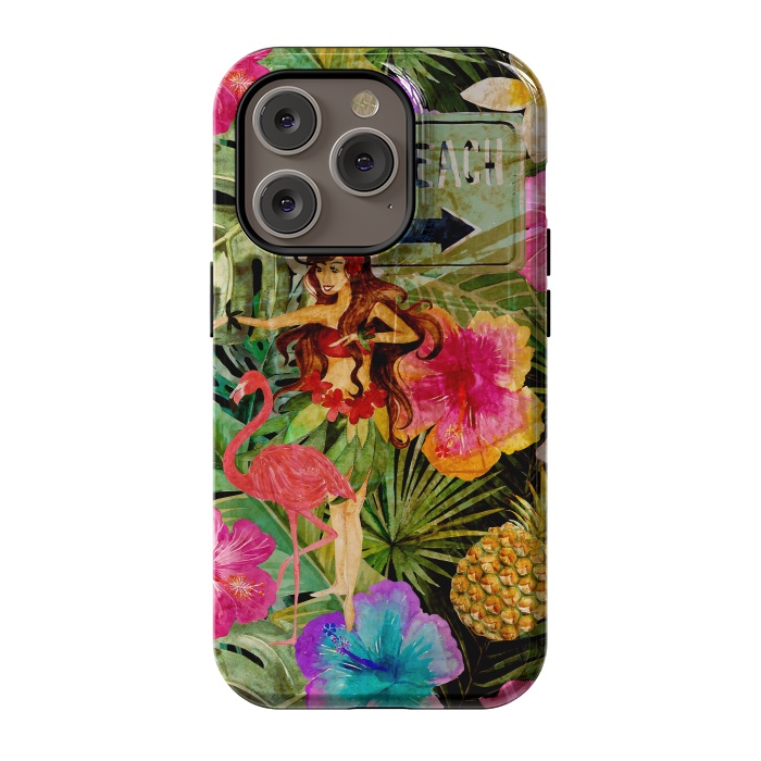 iPhone 14 Pro StrongFit Vintage Hula Girl- To the Beach by  Utart