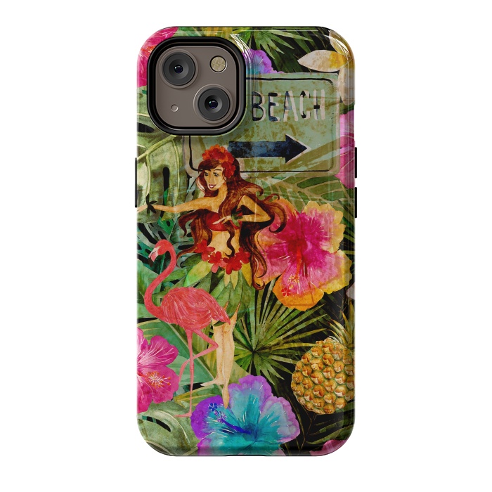 iPhone 14 StrongFit Vintage Hula Girl- To the Beach by  Utart
