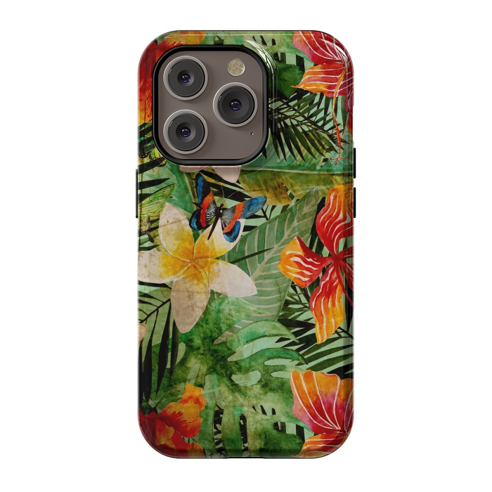 iPhone 14 Pro StrongFit Retro Tropical Flower Jungle by  Utart