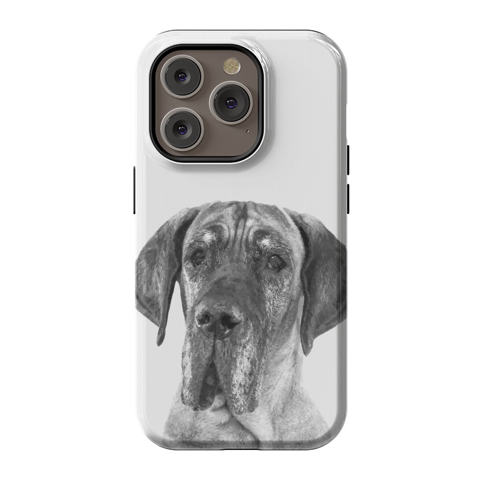 iPhone 14 Pro StrongFit Black and White Great Dane by Alemi