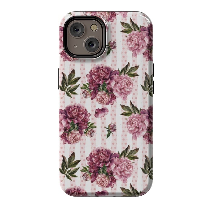 iPhone 14 StrongFit Vintage Pink Peony Pattern by  Utart
