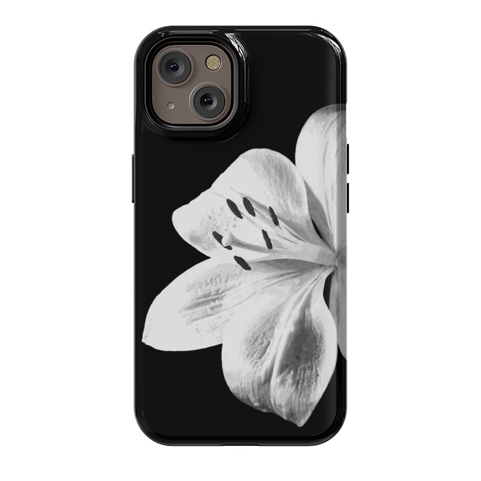 iPhone 14 StrongFit White Lily Black Background by Alemi