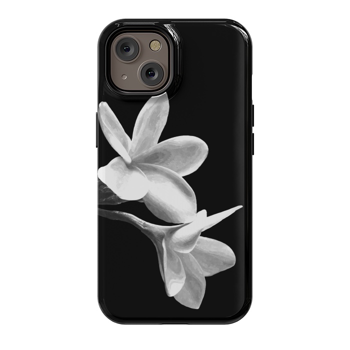 iPhone 14 StrongFit White Flowers Black Background by Alemi