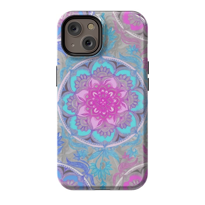 iPhone 14 StrongFit Pink, Purple and Turquoise Super Boho Medallions by Micklyn Le Feuvre