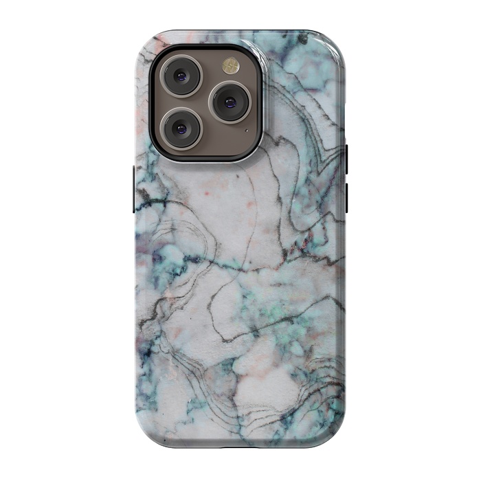 iPhone 14 Pro StrongFit Teal and gray marble by  Utart
