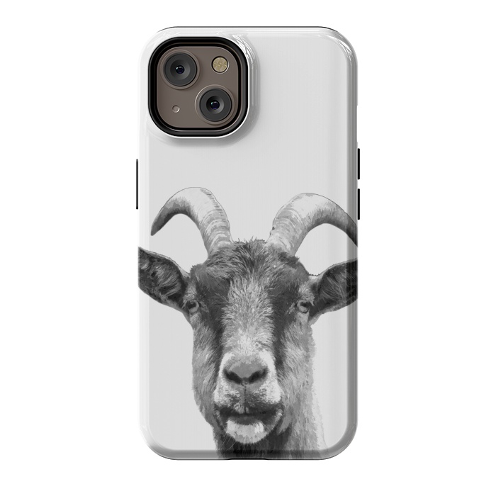 iPhone 14 StrongFit Black and White Goat Portrait by Alemi