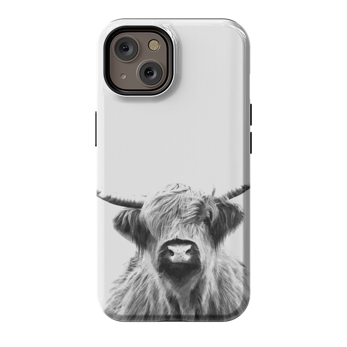 iPhone 14 StrongFit Black and White Highland Cow by Alemi