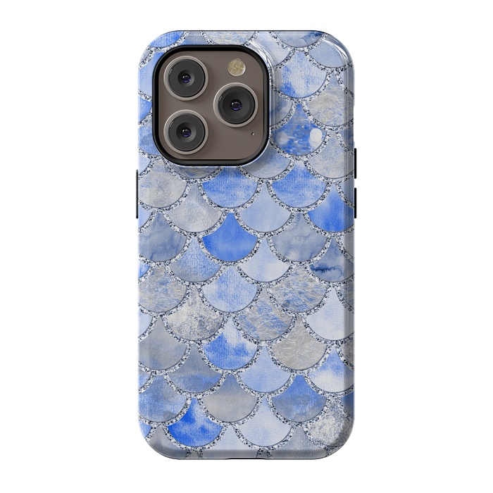 iPhone 14 Pro StrongFit Blue and Silver Mermaid Scales by  Utart