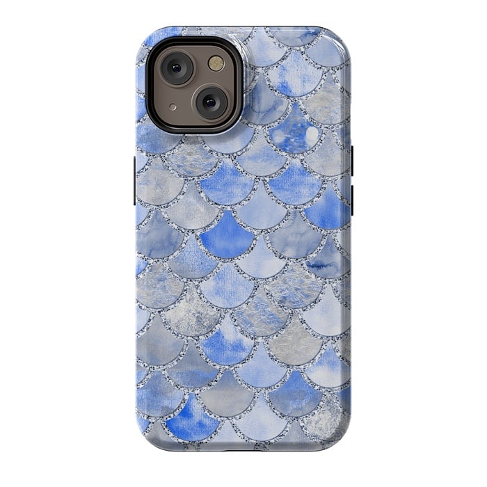 iPhone 14 StrongFit Blue and Silver Mermaid Scales by  Utart