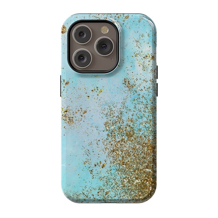 iPhone 14 Pro StrongFit Gold and Teal Mermaid Glitter Foam by  Utart