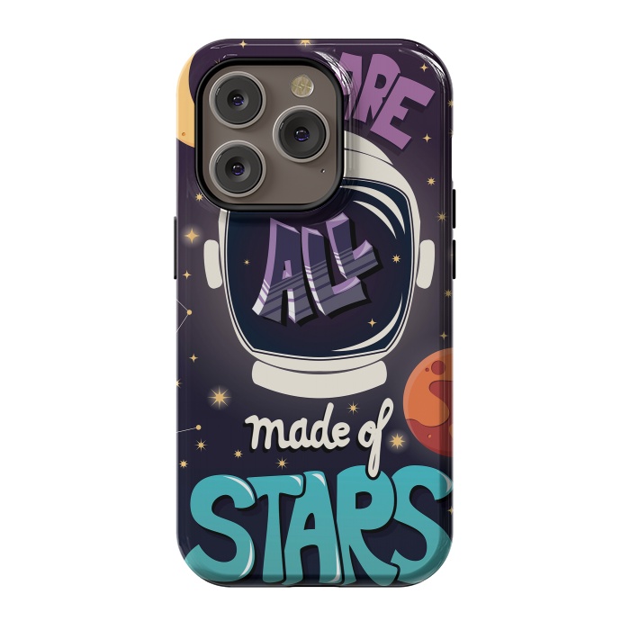 iPhone 14 Pro StrongFit We are all made of stars, typography modern poster design with astronaut helmet and night sky by Jelena Obradovic
