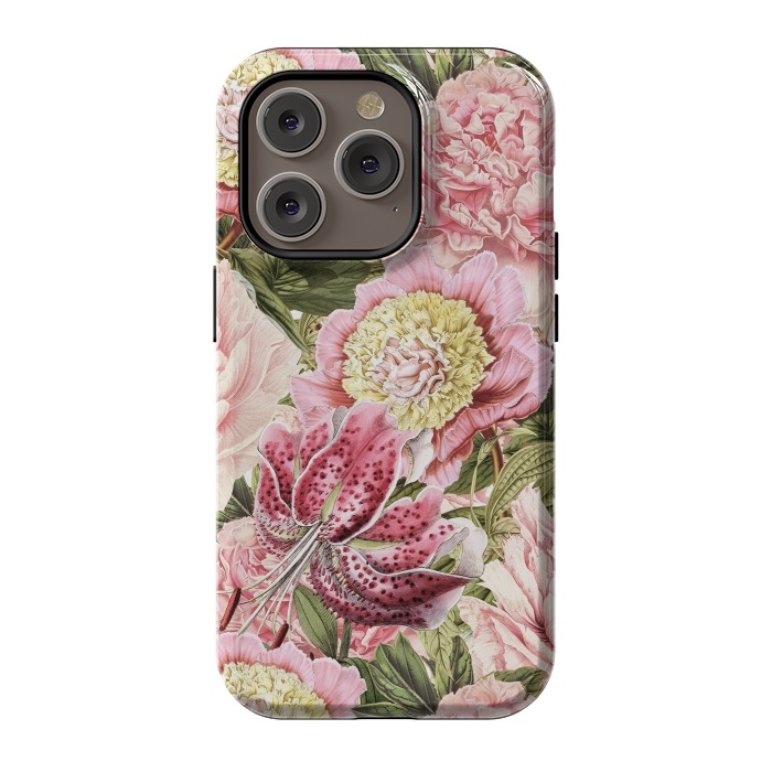 iPhone 14 Pro StrongFit Vintage Peonies  by  Utart