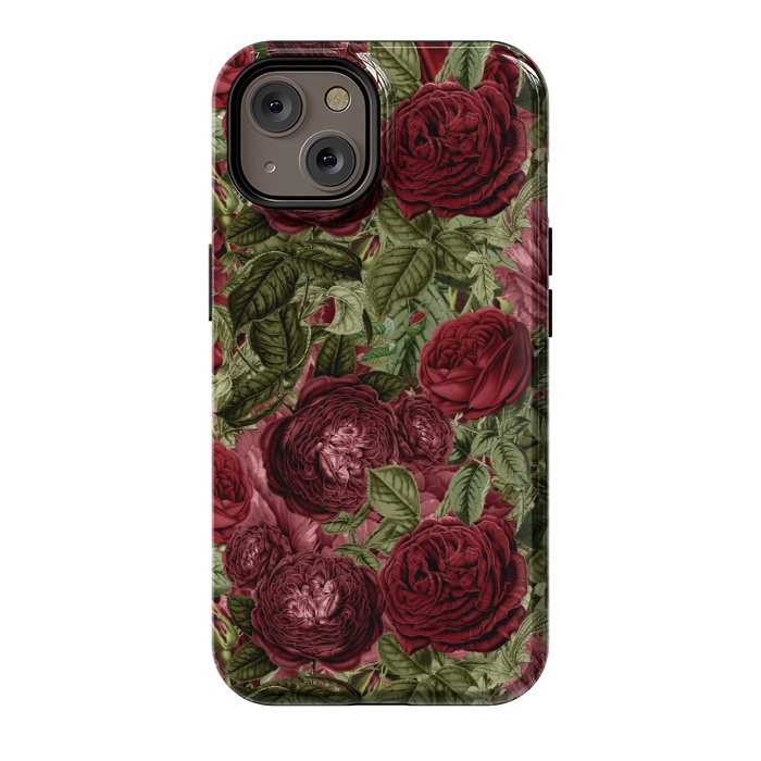 iPhone 14 StrongFit Victorian Dark Red Vintage Roses by  Utart