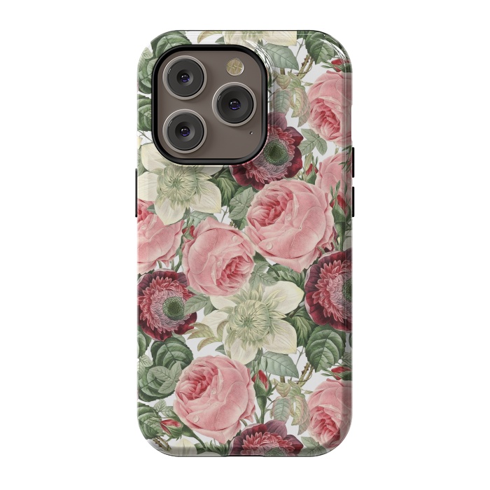 iPhone 14 Pro StrongFit Pastel Vintage Roses Pattern by  Utart