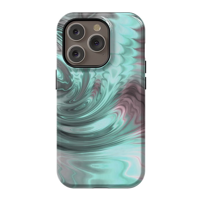 iPhone 14 Pro StrongFit Abstract Fractal Teal Pink 2 by Andrea Haase