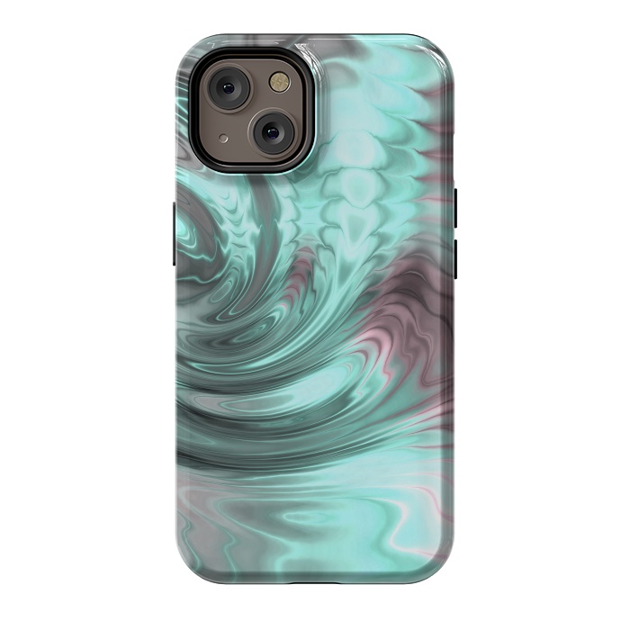 iPhone 14 StrongFit Abstract Fractal Teal Pink 2 by Andrea Haase