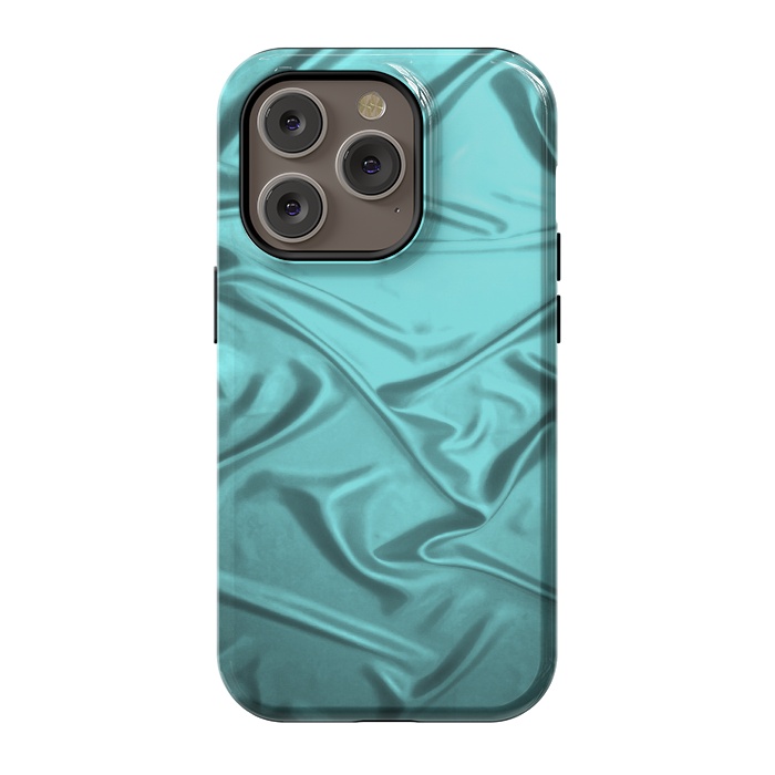 iPhone 14 Pro StrongFit Shimmering Teal Satin by Andrea Haase