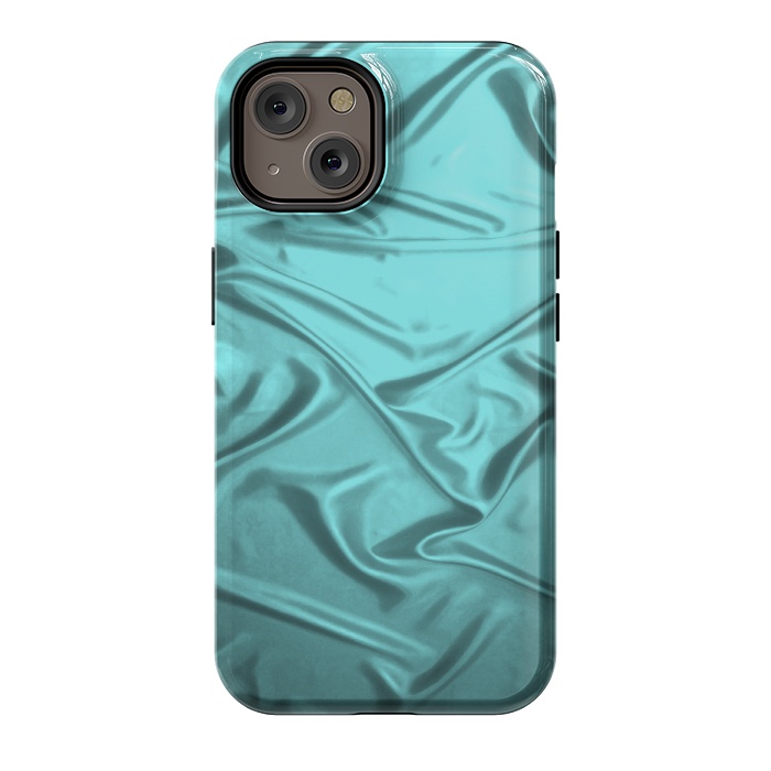 iPhone 14 StrongFit Shimmering Teal Satin by Andrea Haase