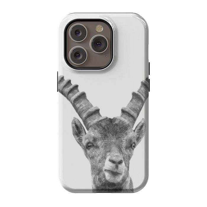 iPhone 14 Pro StrongFit Black and White Capricorn by Alemi
