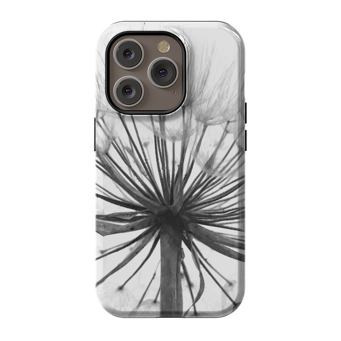 iPhone 14 Pro StrongFit Black and White Dandelion by Alemi