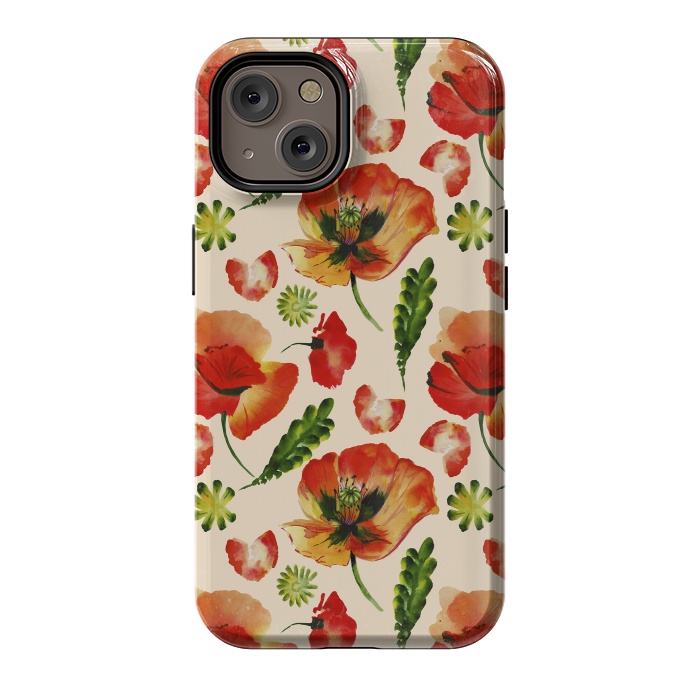 iPhone 14 StrongFit Watercolor Poppy Pattern by  Utart