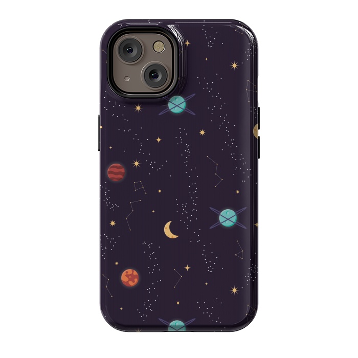 iPhone 14 StrongFit Universe with planets and stars seamless pattern, cosmos starry night sky, vector illustration by Jelena Obradovic