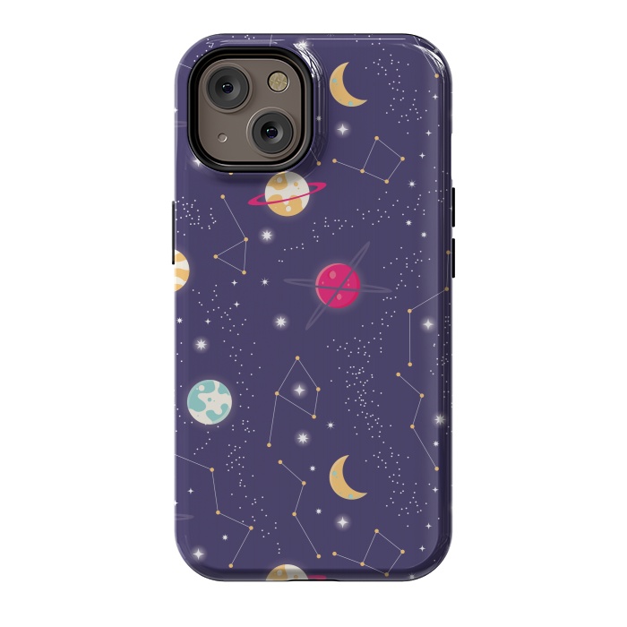 iPhone 14 StrongFit Universe with planets and stars seamless pattern, cosmos starry night sky 006 by Jelena Obradovic
