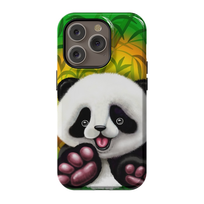 iPhone 14 Pro StrongFit Panda Baby Bear Cute and Happy by BluedarkArt
