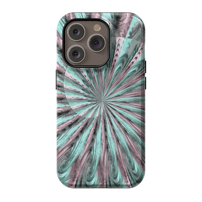 iPhone 14 Pro StrongFit Fractal Spiral Rosegold And Teal by Andrea Haase