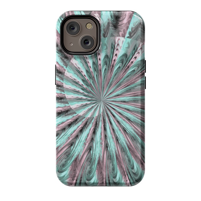 iPhone 14 StrongFit Fractal Spiral Rosegold And Teal by Andrea Haase