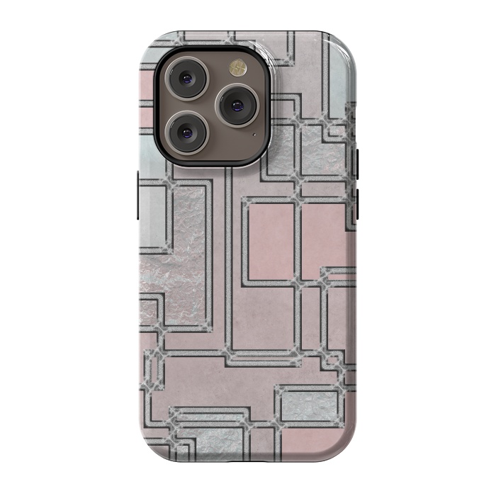 iPhone 14 Pro StrongFit Pink Aqua Cubicals by Andrea Haase