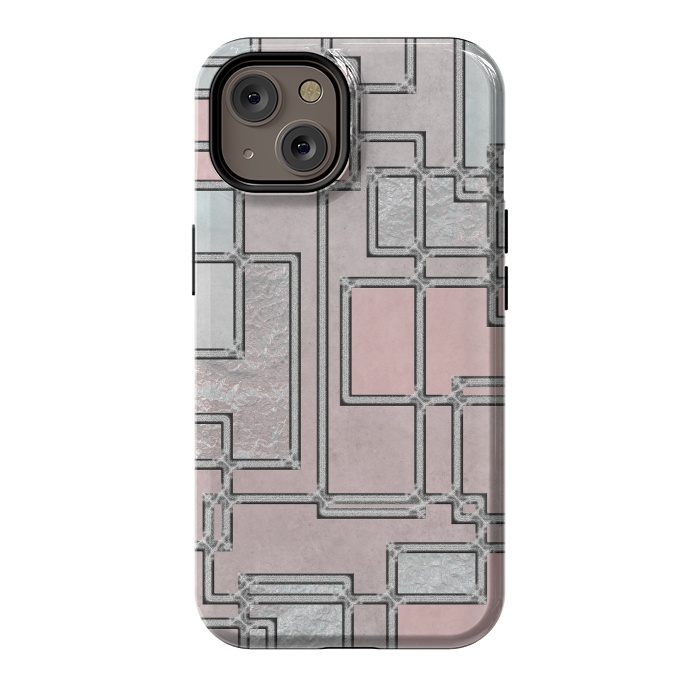 iPhone 14 StrongFit Pink Aqua Cubicals by Andrea Haase