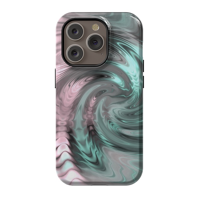 iPhone 14 Pro StrongFit Abstract Fractal Swirl Rose Gold And Teal 2 by Andrea Haase