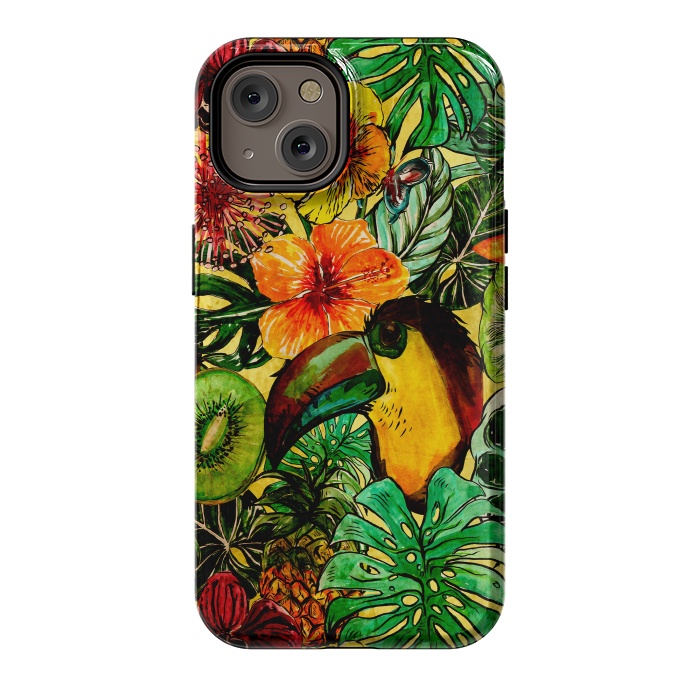 iPhone 14 StrongFit Tropical bird in flower jungle by  Utart