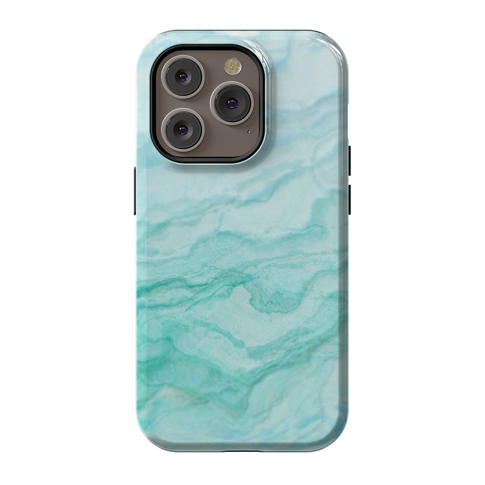 iPhone 14 Pro StrongFit Teal and Turquoise Marble Ink by  Utart