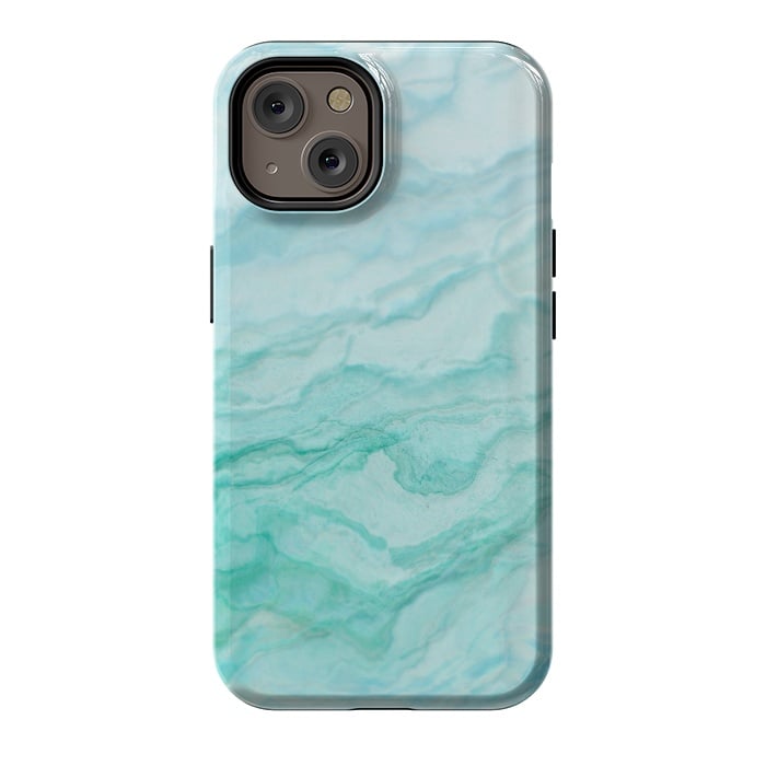 iPhone 14 StrongFit Teal and Turquoise Marble Ink by  Utart