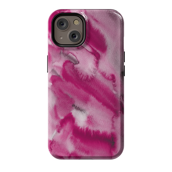 iPhone 14 StrongFit Pink and Grey Ink Marble Texture  by  Utart