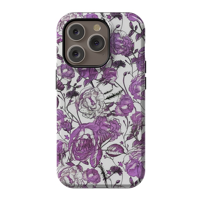 iPhone 14 Pro StrongFit Nostalgic Purple Flower Pattern by Andrea Haase