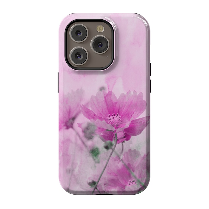 iPhone 14 Pro StrongFit Pink Cosmea Watercolor Art by Andrea Haase