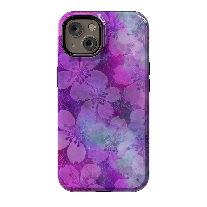 iPhone 14 StrongFit Purple Watercolor Flower Pattern by Andrea Haase
