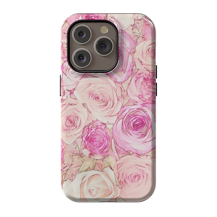 iPhone 14 Pro StrongFit Pastel Rose Pattern by Andrea Haase