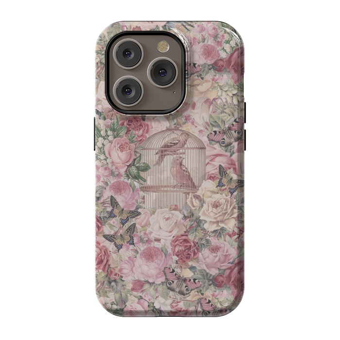 iPhone 14 Pro StrongFit Nostalgic Flowers With Birdcage by Andrea Haase
