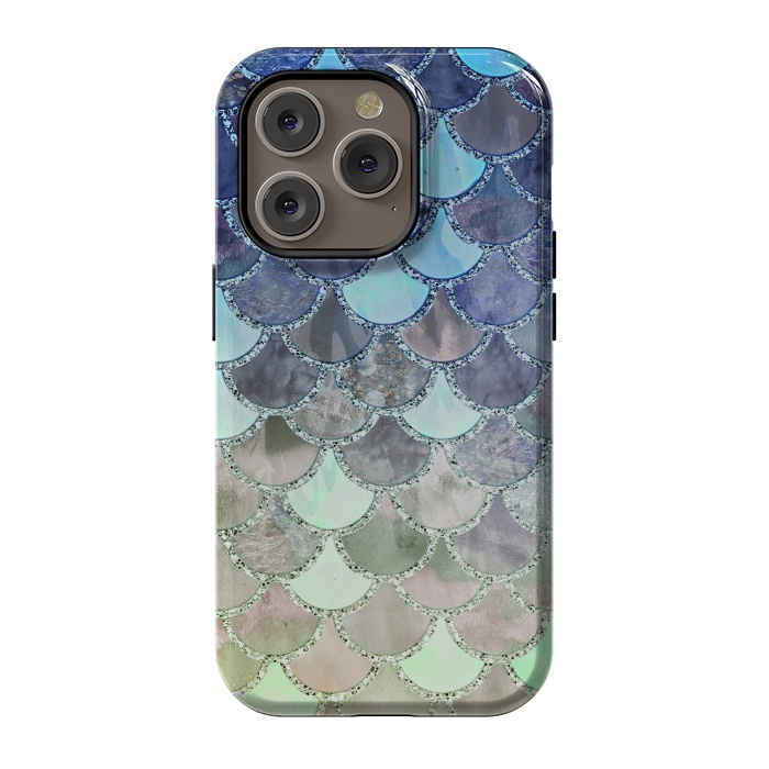 iPhone 14 Pro StrongFit Multicolor Watercolor Fish and Mermaid Scales by  Utart