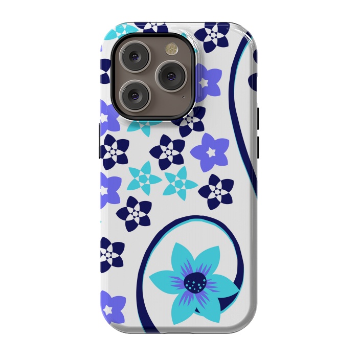 iPhone 14 Pro StrongFit blue floral pattern 2 by MALLIKA