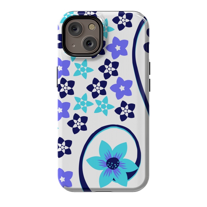 iPhone 14 StrongFit blue floral pattern 2 by MALLIKA