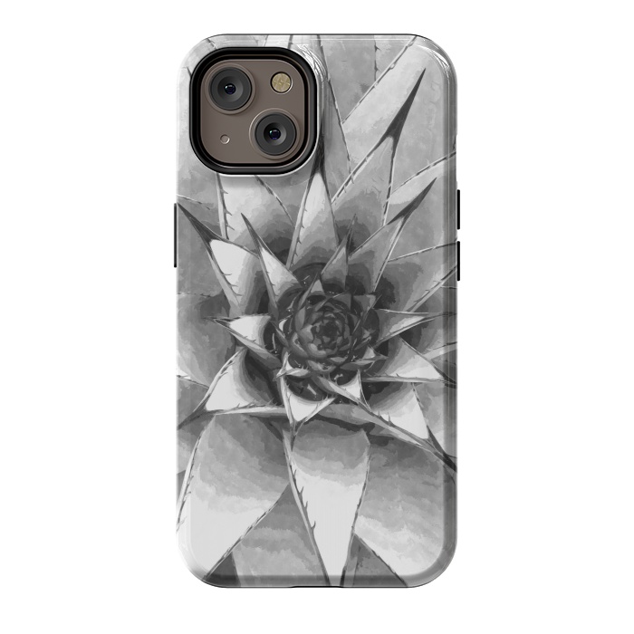 iPhone 14 StrongFit Black and White Cactus Succulent by Alemi