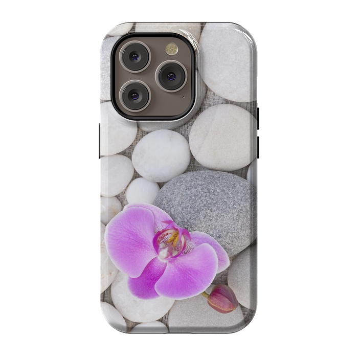 iPhone 14 Pro StrongFit Zen Style Orchid On Pebble by Andrea Haase