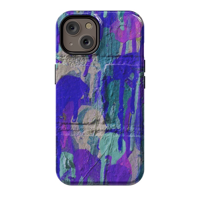 iPhone 14 StrongFit Blue And Purple Spray Paint Wall by Andrea Haase