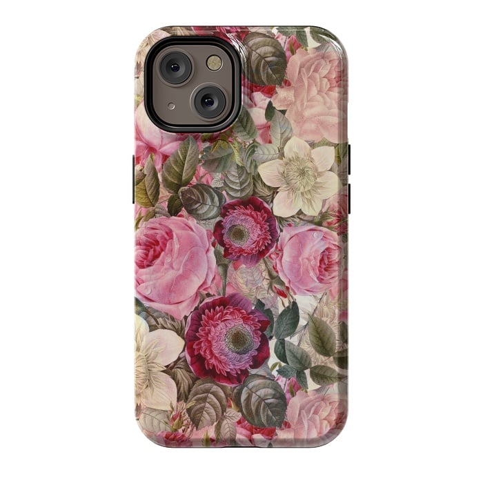 iPhone 14 StrongFit Pink Vintage Flower Pattern by  Utart