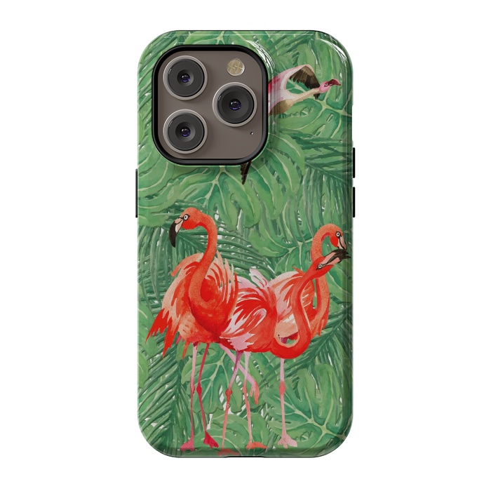 iPhone 14 Pro StrongFit Flamingo Jungle  by  Utart